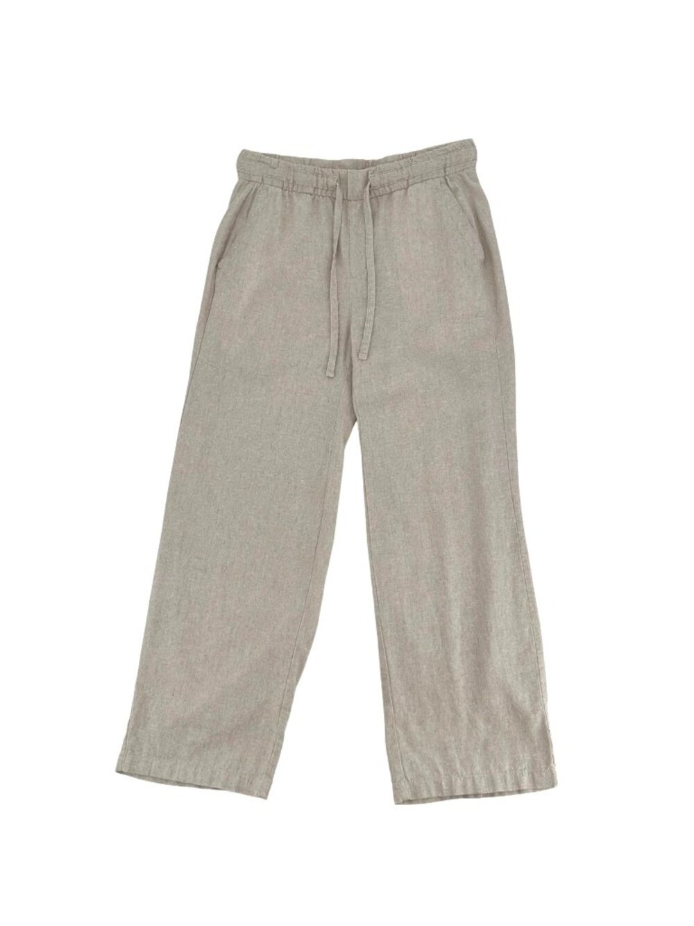 Old Navy Womens Beige High-Rise Wide-Leg Flax Linen-Blend Pants Size S